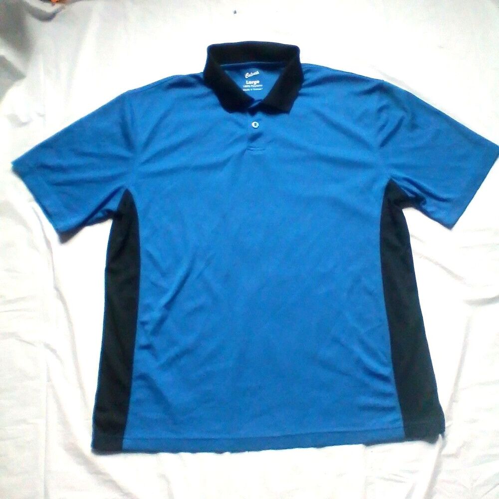 ​Culvers Employee Staff Uniform Polo Shirt Mens Large L Blue Black Short Sleeve